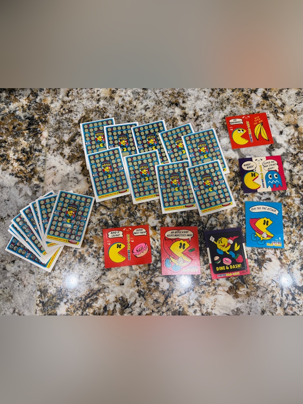 1982 Fleer Super Pac-Man Rub Off Game Cards